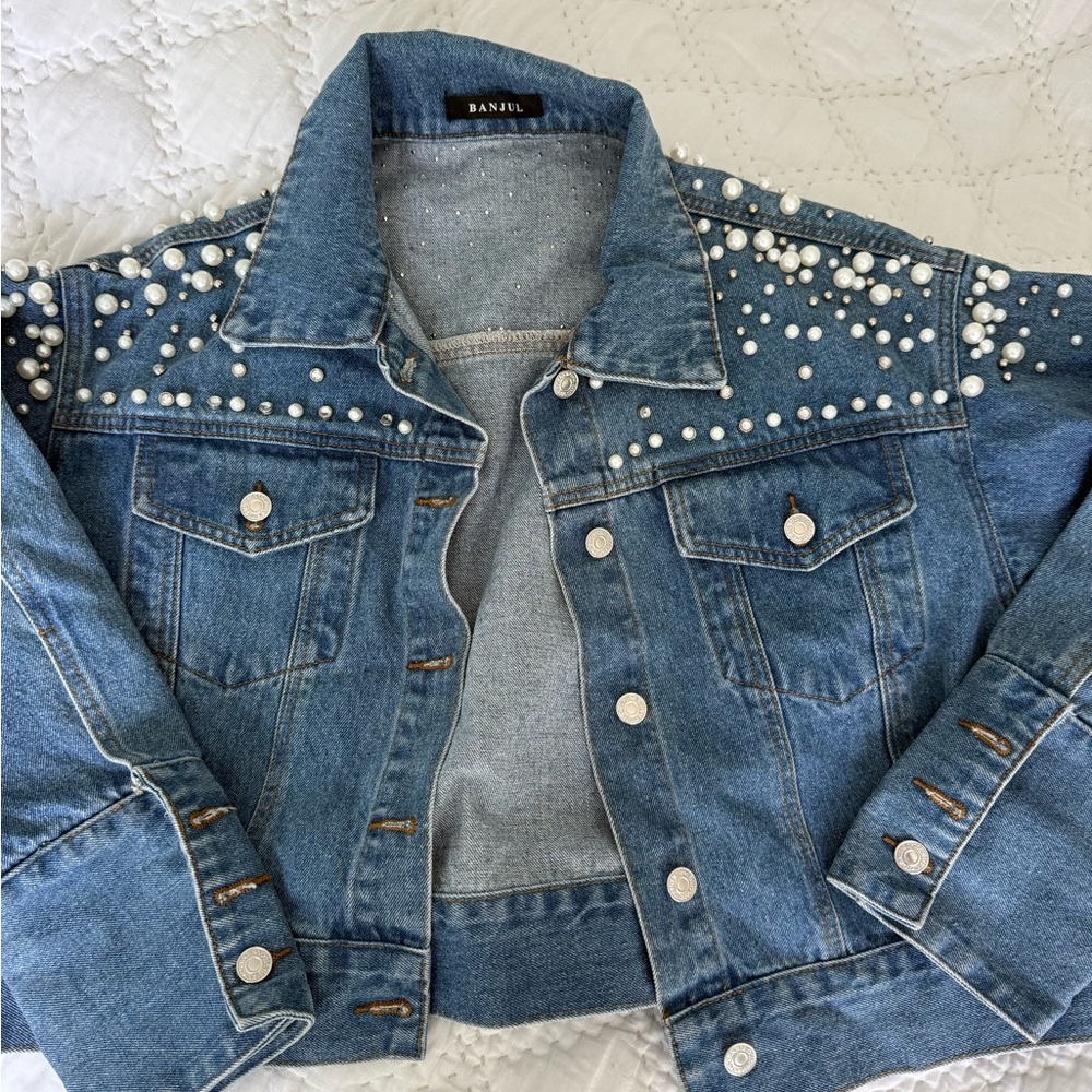 Banjul Denim Jacket with Pearl Embellishments